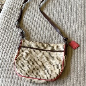 Fossil Cream and Brown Crossbody Bag with Adjustable Strap